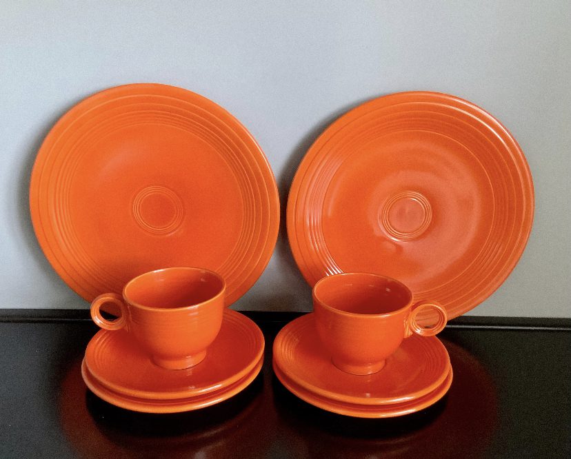 Fiestaware Radioactive Red Plates Cups and Saucers from SueFinds on Etsy