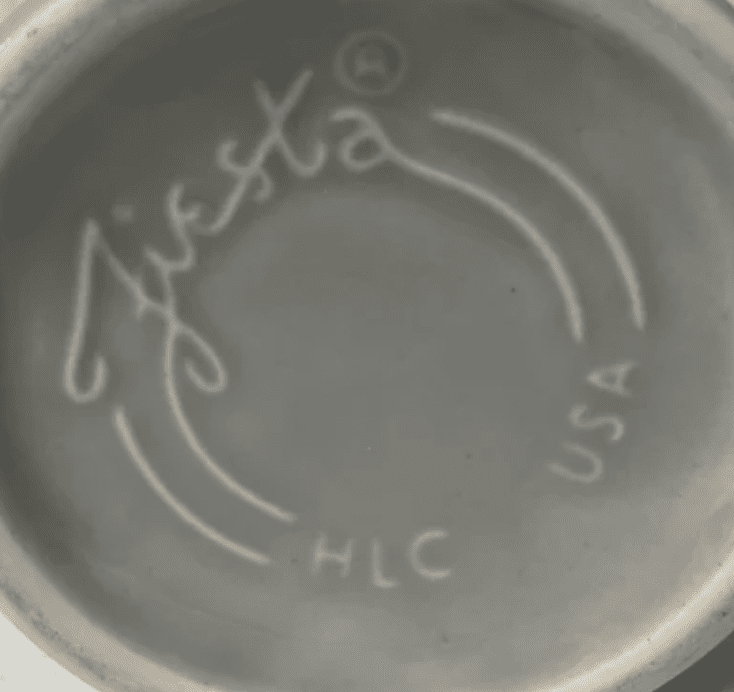 Round Circular Fiestaware Logo Marking on a Pearl Gray Modern Fiestaware Bowl