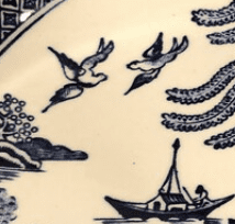The two doves from the Blue Willow story depicted on a plate