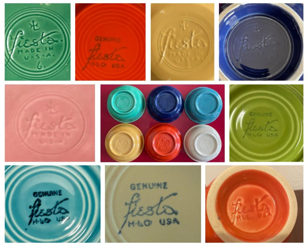Various Fiestaware Markings in Ink Backstamps and In Mold Imprints