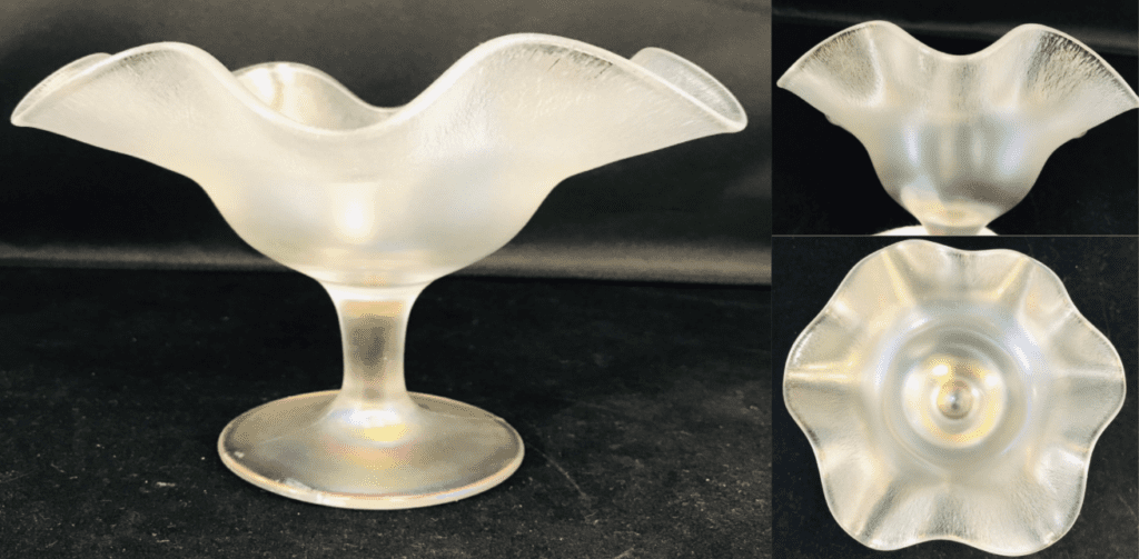 Fenton Persian Pearl Stretch Glass Crimped Comport $40 