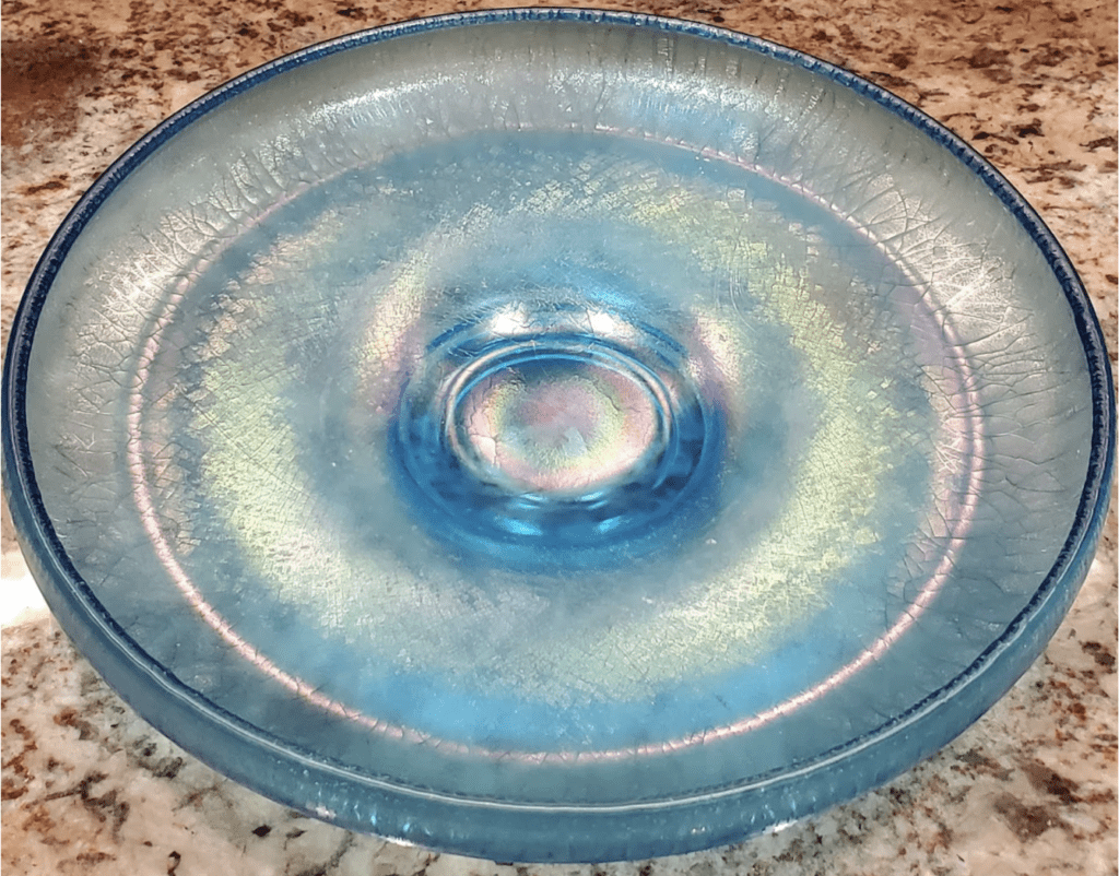 Antique Fenton Celeste Blue Stretch Glass Bowl