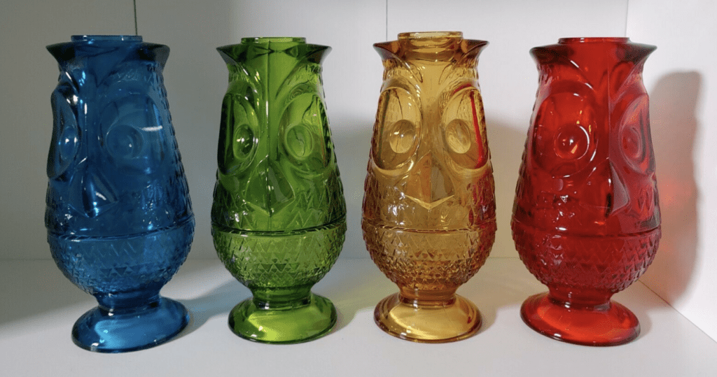 Lot of 4 Vintage Viking Glass Owl Fairy Lamps