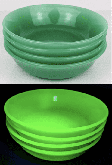 Uranium Green Glass Jadeite Soup Bowls