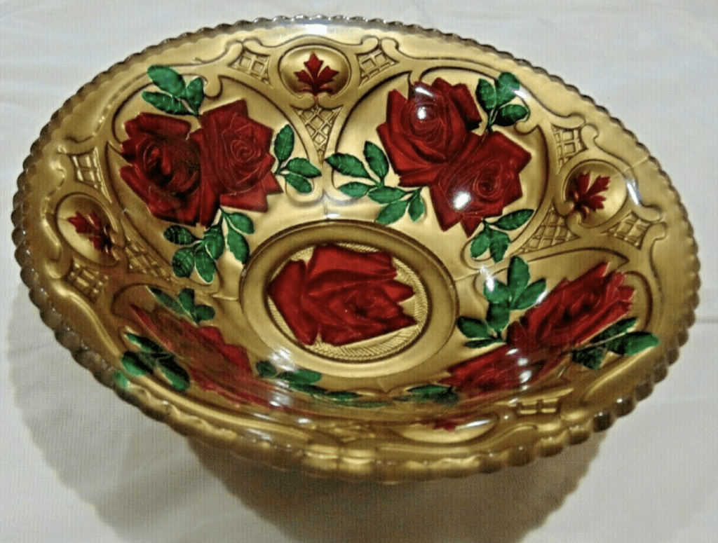 Goofus Glass EAPG Indiana Glass Company 1911 Rose 9" Bowl