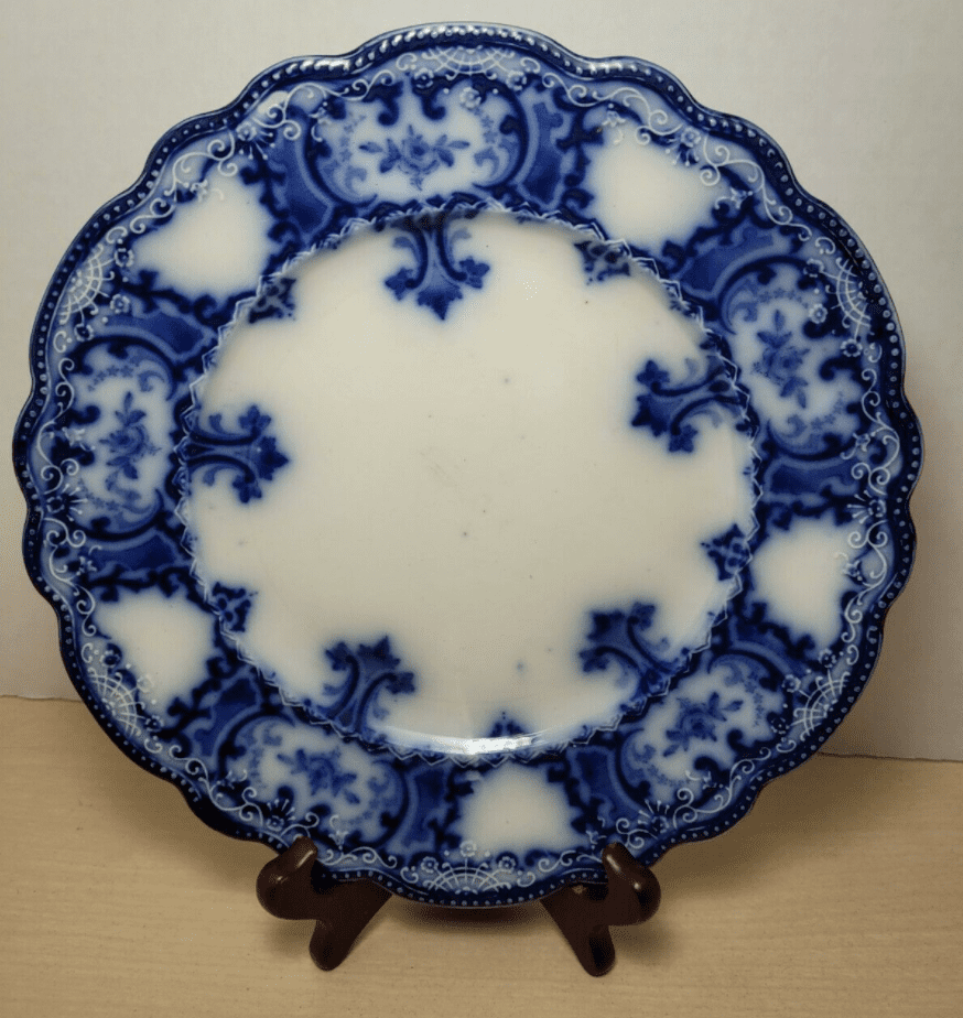 Flow Blue China Plate - Allertons England Scalloped "Mabel" Pattern 