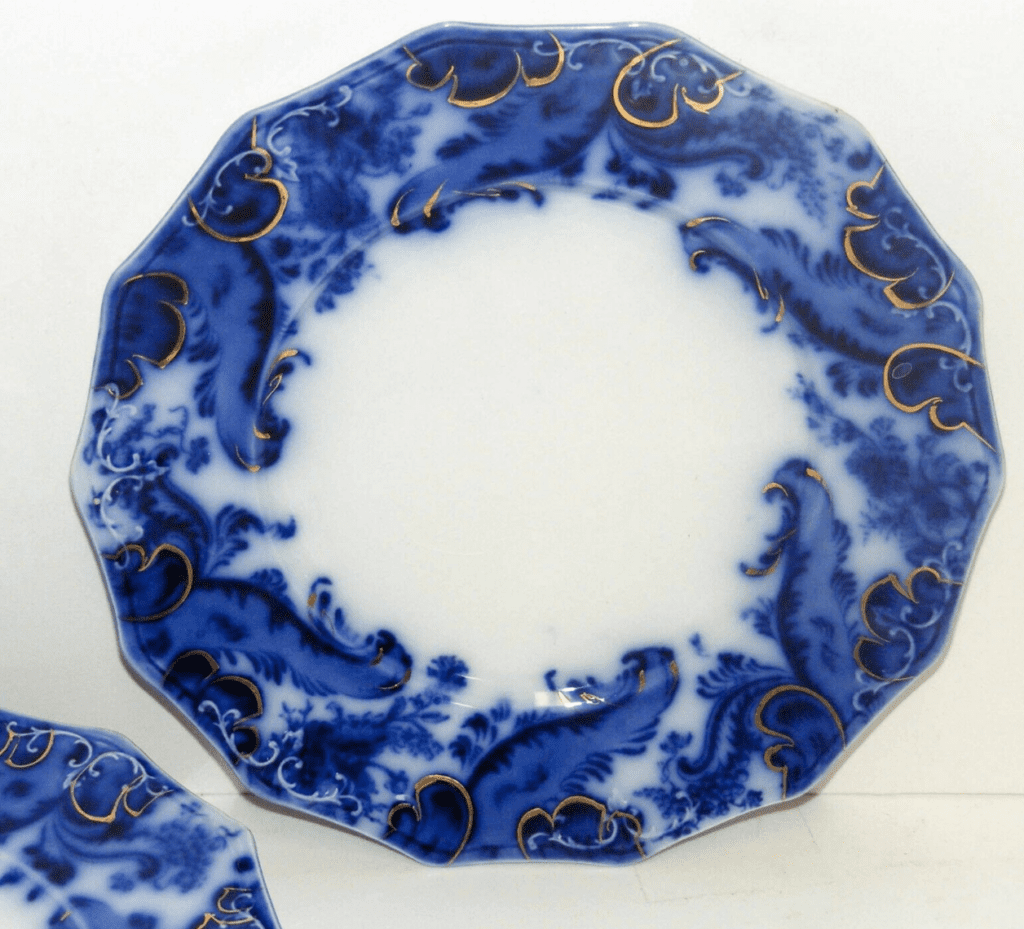 Antique Argyle Flow Blue, by Grindley & Co. - 6 Luncheon Plates