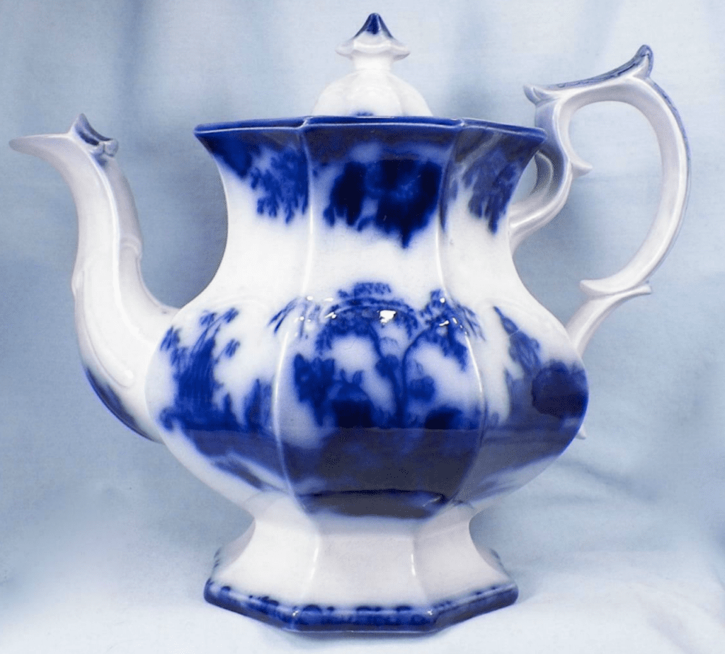 Scinde Flow Blue Teapot Oriental J & G Alcock Antique 1846