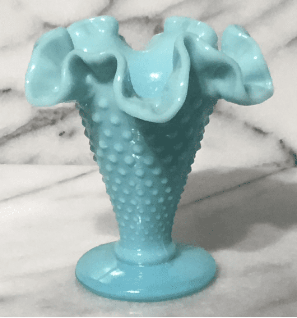 Fenton Aqua Blue Milk Glass Trumpet Vase