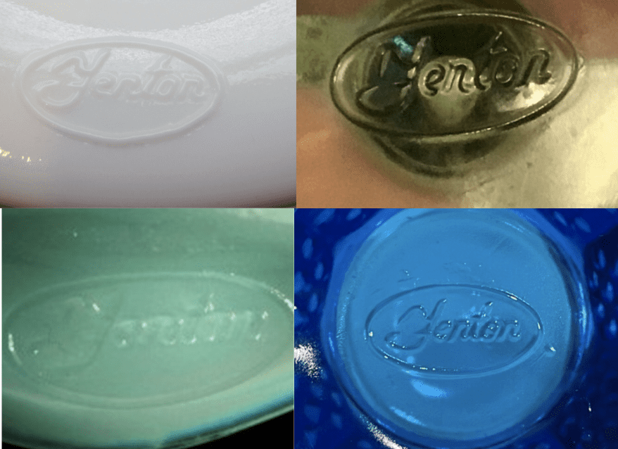 Examples of Fenton oval/ egg-shaped makers marks