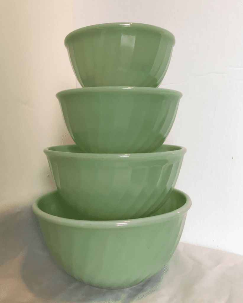 Set of 4 Fire-King Jadeite Mixing Bowls 