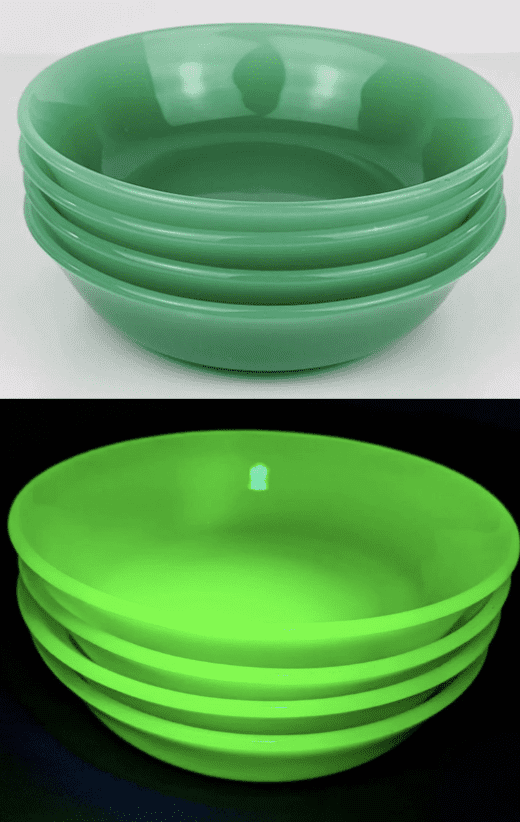Uranium Green Jade Glass Jadeite Jadite Soup Bowls $125.39 from Junxhop on Etsy