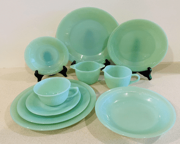 Fire King Jadeite Jane Ray Set Pieces, sold for $20.00 + each by RoyalVintageElegance on Etsy 