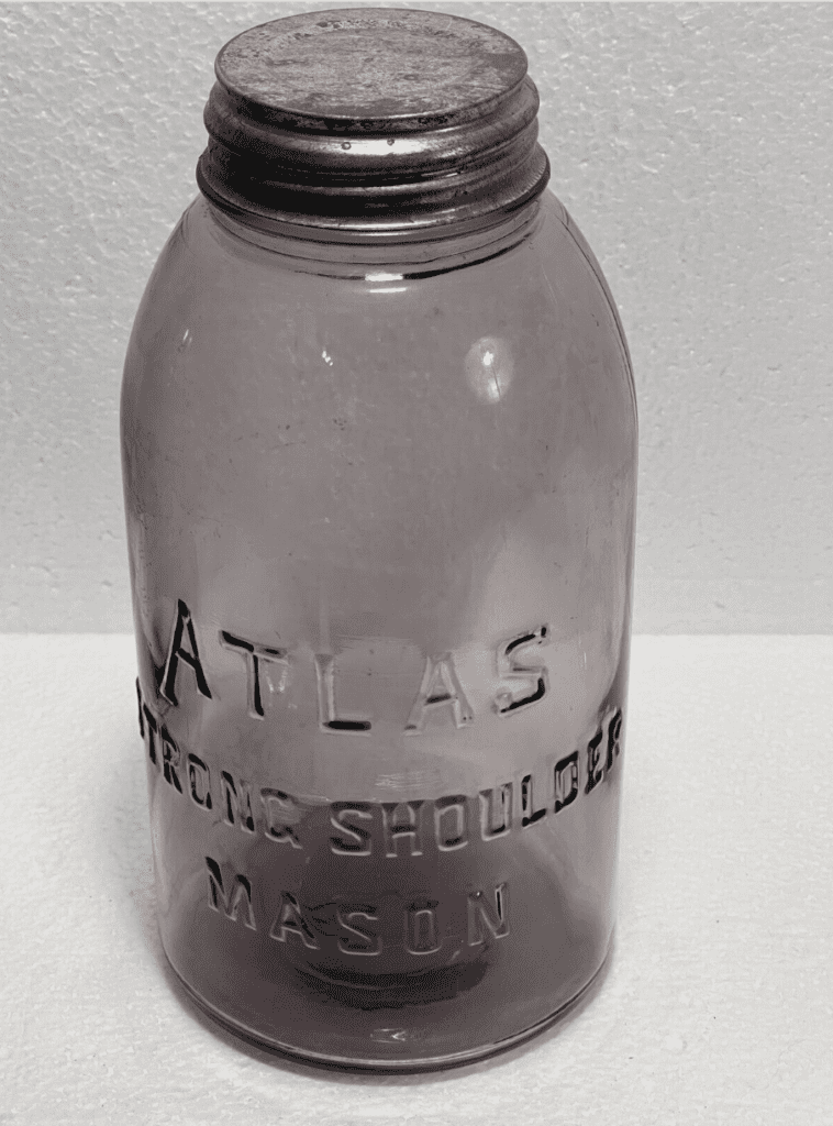 Vintage Atlas Strong Shoulder Half Gallon Purple Mason Jar Zinc Lid