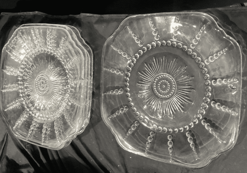 Federal Glass Depression Glass Clear Crystal Columbia Pattern Square Plate