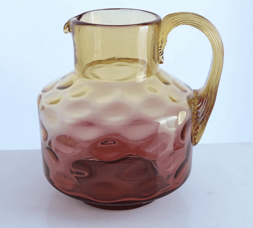 Reverse Amberina Art Glass Diminutive pitcher