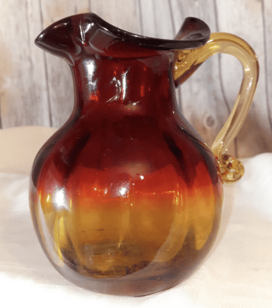 Antique New England Glass Amberina 5" Pitcher with Applied Handle 