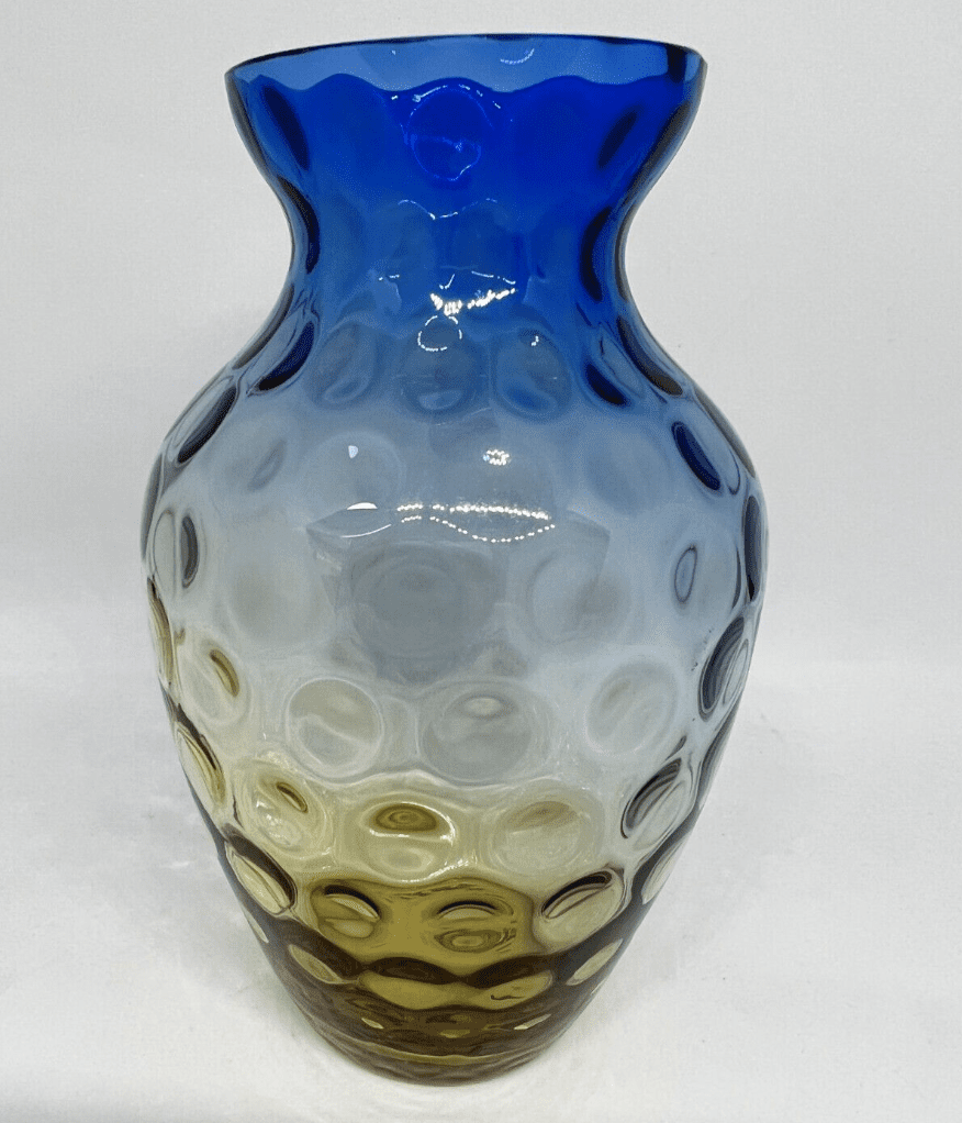 Vintage Thumbprint Polka Dot-Bluerina Glass Vase 