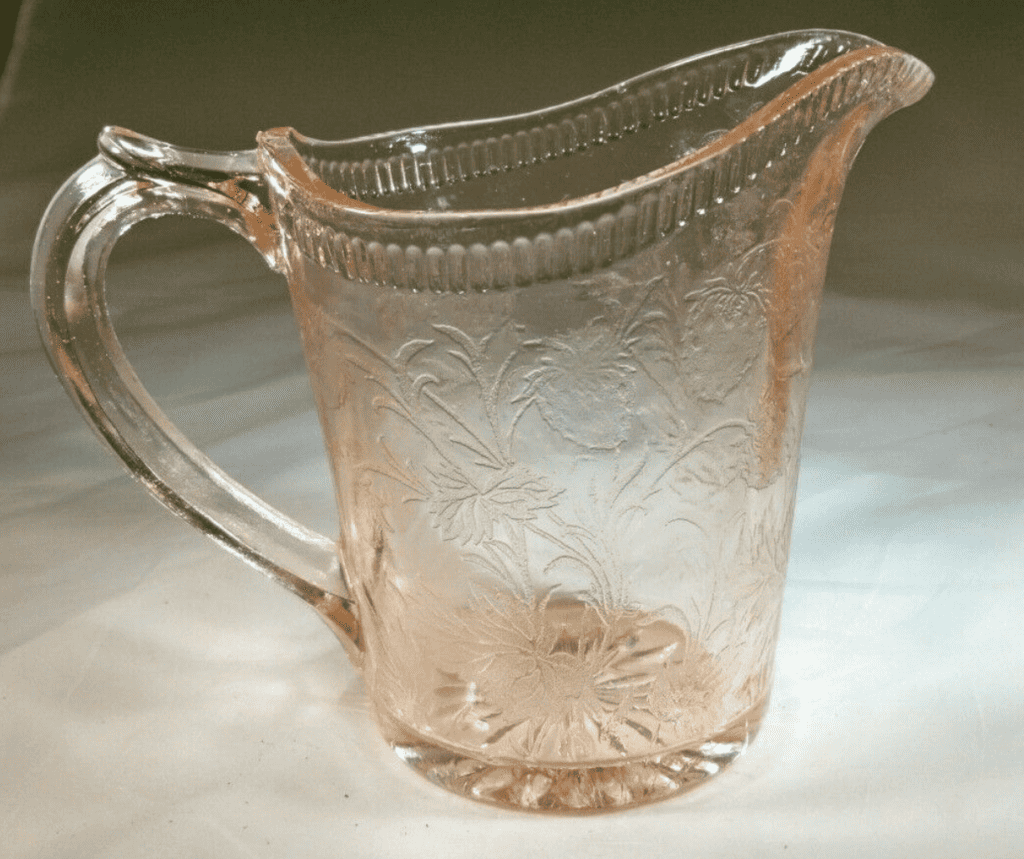 Vintage U.S. Glass Company Pink Depression Glass Creamer in Strawberry Pattern 