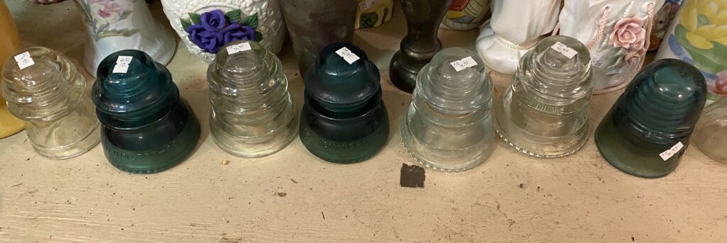 vintage glass insulators for telephone pole wires