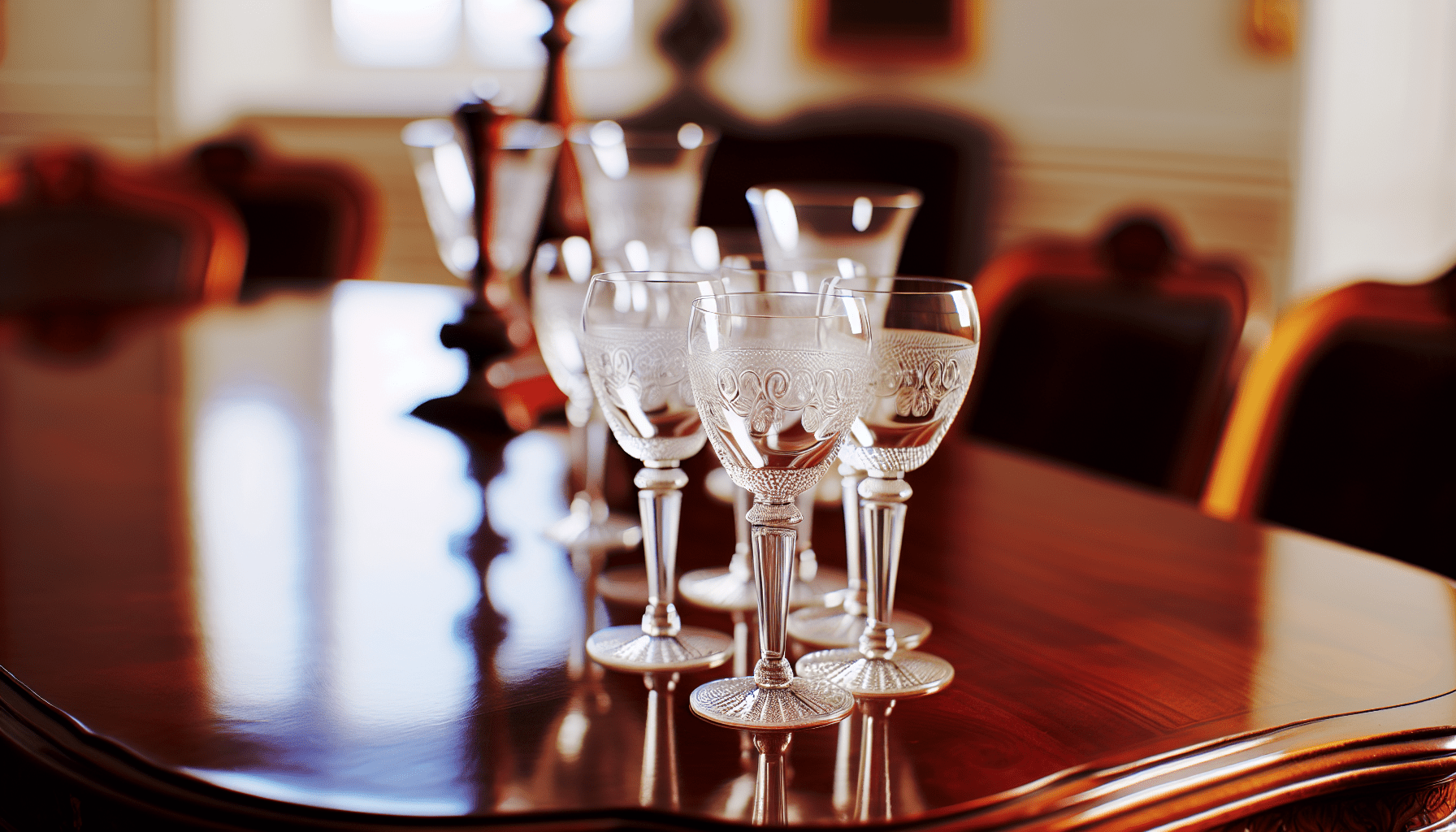 Vintage champagne glasses on a table